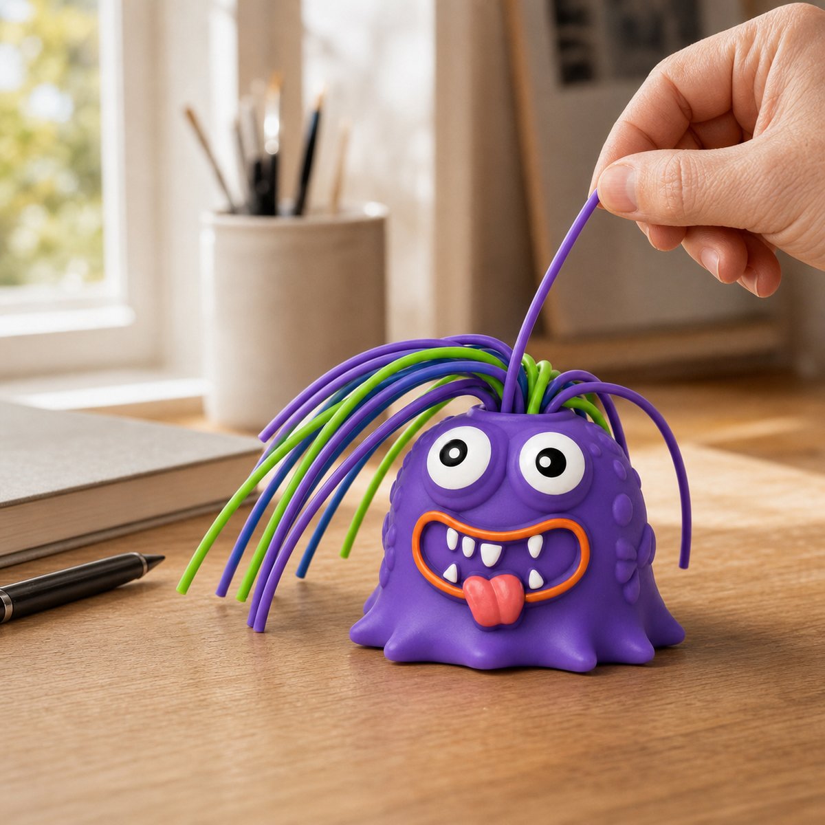 YOWL purple sound toy in a desk setting